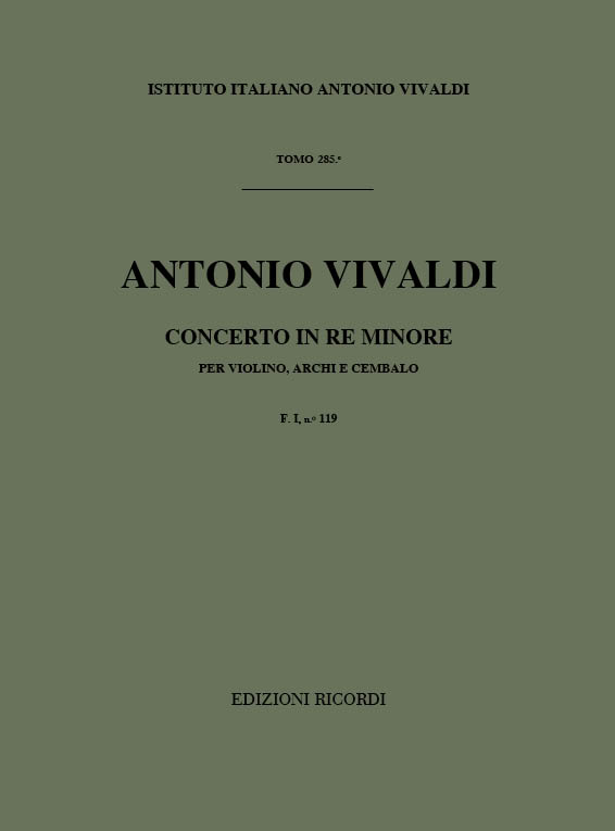 Concerto re minore F.I,119&nbsp;&nbsp;per violino, archi e cembalo&nbsp;&nbsp;partitura