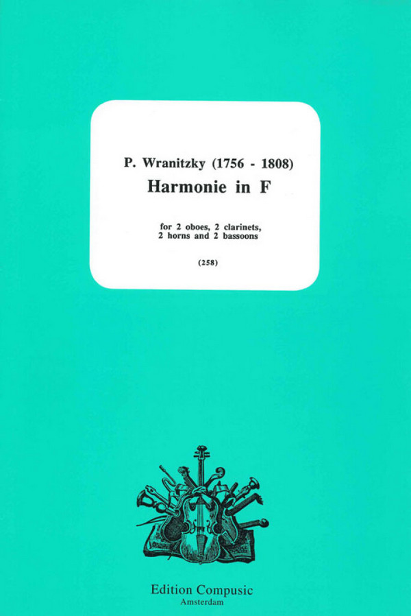 Harmonie in F für 2 Oboen,  2 Klarinetten, 2 Hörner und  2 Fagotte, Partitur+Stimmen