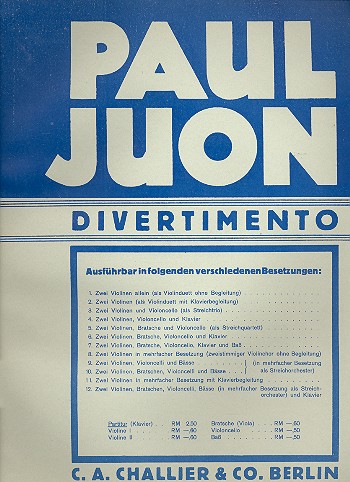 Divertimento G-Dur op.92  für Streichquartett (Streichorchester) und Klavier  Partitur