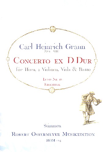 Konzert D-Dur für Horn, 2 Violinen,  Viola und Bc,  Stimmen  