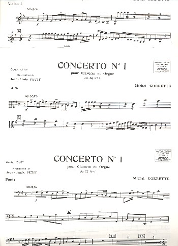 Concerto no.1 op.26 pour  clavecin ou orgue et orchestre  à cordes, parties des cordes (4-3-2-2)