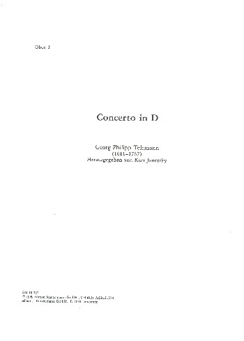 Konzert D-Dur TWV54:D2&nbsp;&nbsp;für Violine, 3 Hörner und Orchester&nbsp;&nbsp;Harmonie
