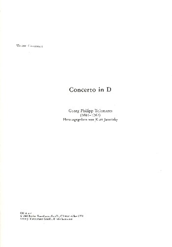 Konzert D-Dur TWV54:D2&nbsp;&nbsp;für Violine, 3 Hörner und Orchester&nbsp;&nbsp;Violine solo