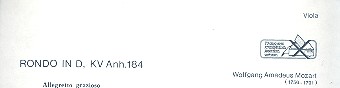 Rondo D-Dur KVAnh.184&nbsp;&nbsp;für Flöte und Orchester&nbsp;&nbsp;Viola