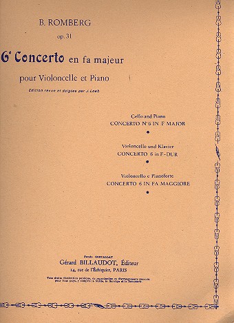 Concerto fa majeur no.6 op.31  pour violoncelle et piano  