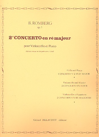 Concerto ré majeur no.2 op.3  pour violoncelle et piano  Loeb, J., ed