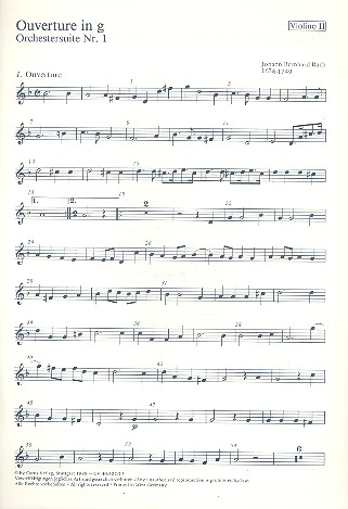 Ouverture g-Moll Orchestersuite&nbsp;&nbsp;Nr.1 für Violine, Streicher und Bc&nbsp;&nbsp;Violine 2
