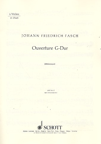 Ouvertüre G-Dur  für Streichorchester, 2 Oboen und Fagott ad libitum  Einzelstimme - Violine/Oboe II