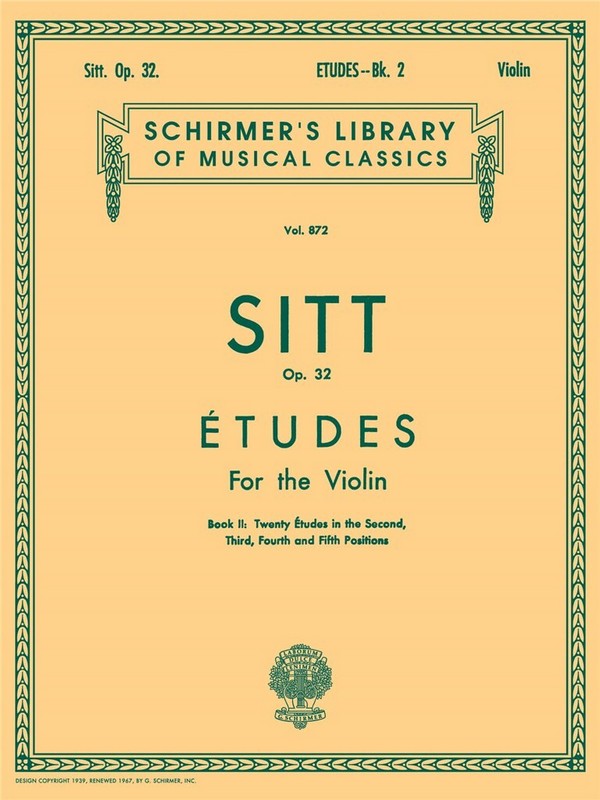 Etudes op.32 vol.2 20 etudes&nbsp;&nbsp;in the 2nd, 3rd, 4th and 5th position&nbsp;&nbsp;for violin