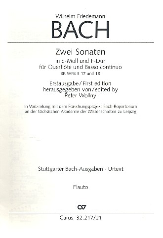 2 Sonaten für Flöte und Bc  Flötenstimme  