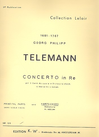 Konzert D-Dur für 3 Hörner und&nbsp;&nbsp;Streichorchester für Horn, Violine&nbsp;&nbsp;und Klavier