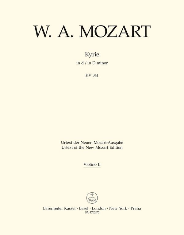 Kyrie d-Moll KV341 für Chor,&nbsp;&nbsp;Orchester und Orgel,  Violine 2&nbsp;&nbsp;