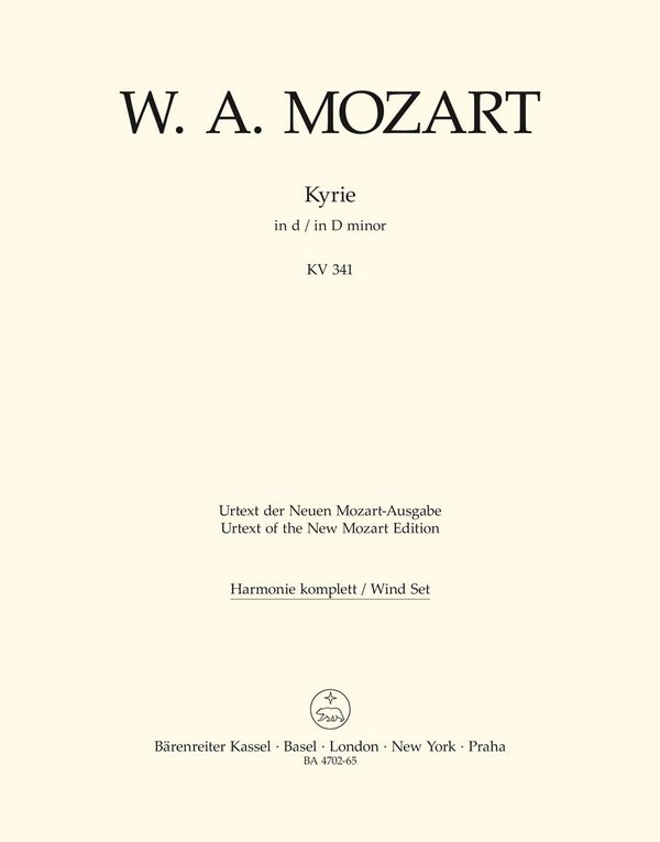 Kyrie d-Moll KV341 für Chor,&nbsp;&nbsp;Orchester und Orgel,  Harmonie&nbsp;&nbsp;
