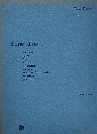 D'une ame 9 pièces  pour piano  