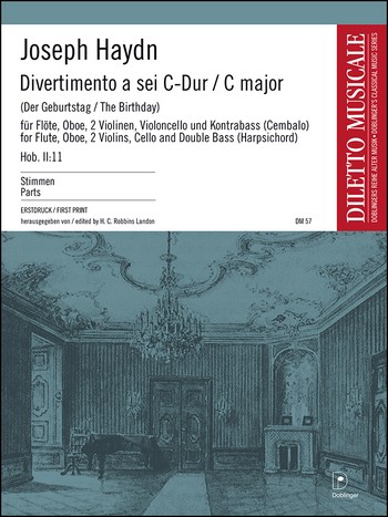 Divertimento a 6 C-Dur Hob.II:11  für flöte, Oboe, 2 Violinen, Violoncello  und Kontrabass,  Stimmenset