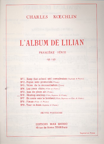 Skating-smiling pour flute,&nbsp;&nbsp;soprano et piano&nbsp;&nbsp;L'album de Lilian serie 1 op.139
