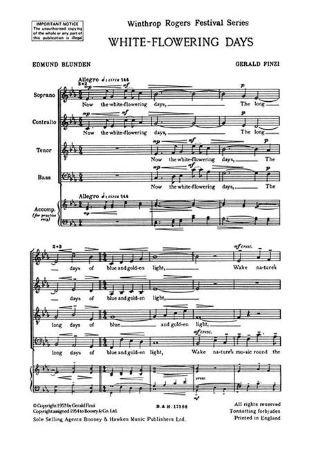 White-Flowering Days op. 37  für gemischter Chor (SATB) a cappella  Chorpartitur