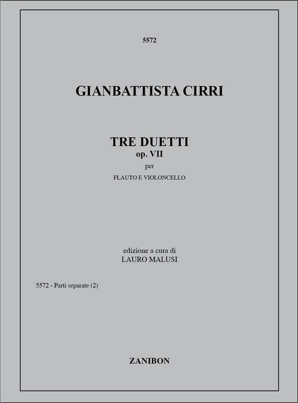 3 duetti op.7 per  flauto e violoncello, parti  