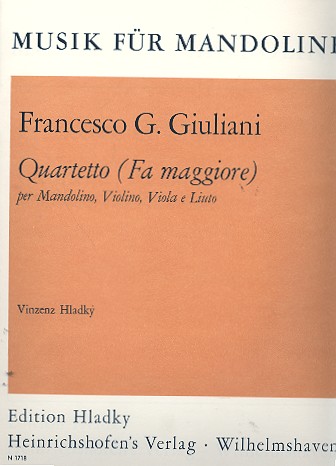 Quartett F-Dur für Mandoline, Violine,  Viola und Laute  Stimmen
