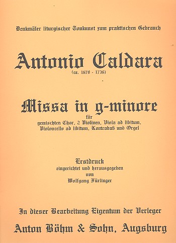 Messe g-Moll &nbsp;&nbsp;für gem Chor, Streicher und Orgel&nbsp;&nbsp;Partitur