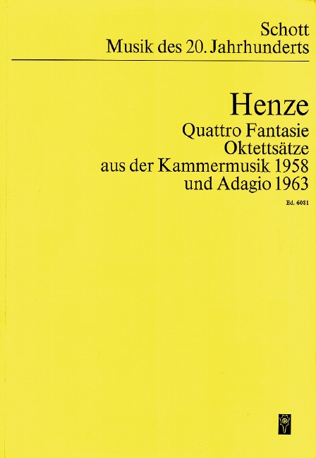 Quattro Fantasie&nbsp;&nbsp;für Klarinette, Fagott, Horn, 2 Violinen, Viola, Violoncello und Kontr&nbsp;&nbsp;Studienpartitur