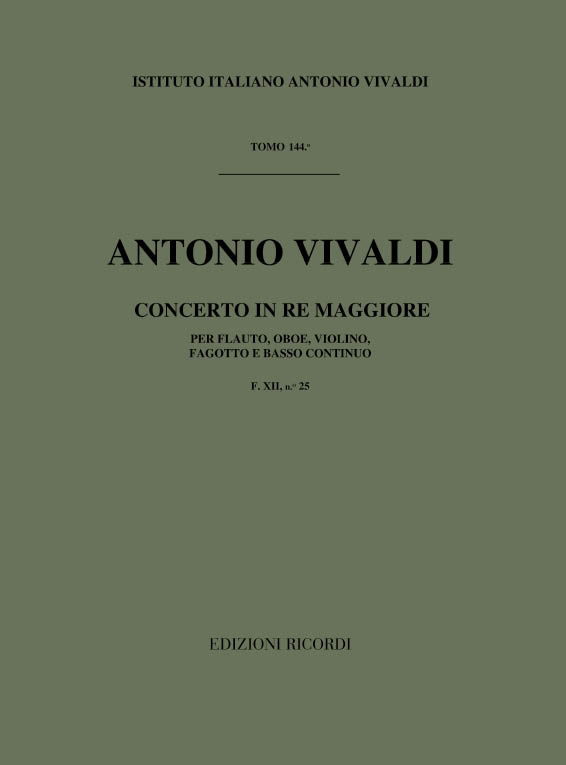 Concerto re maggiore F.XII,25&nbsp;&nbsp;per flauto, oboe, violino, fagotto&nbsp;&nbsp;e bc, partitura