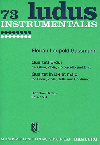 Quartett B-Dur für Oboe, Viola,  Violoncello und Bc,  Stimmen  