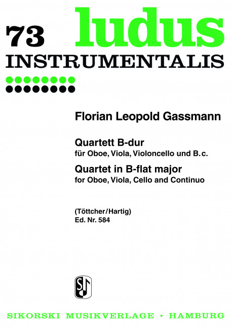 Quartett B-Dur für Oboe, Viola,  Violoncello und Bc,  Stimmen  