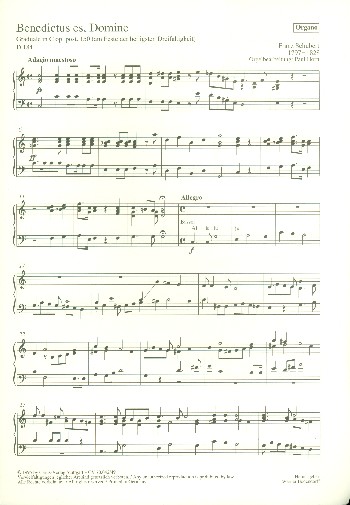 Benedictus es Domine D184 für  gem Chor und Orchester,  Orgelstimme  