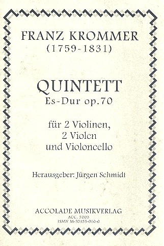 Quintett Es-Dur op.70 für 2 Violinen,&nbsp;&nbsp;2 Violen und Violoncello&nbsp;&nbsp;Partitur und Stimmen