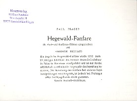 Hegewald-Fanfare   für Jagdhörner (Pless- und Parforce)  Partitur und Stimmen