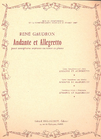 Andante et Allegro pour&nbsp;&nbsp;saxophone soprano ou tenor&nbsp;&nbsp;et piano