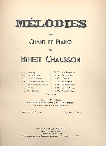 La cigale pour soprano ou  ténor et piano  14 mélodies no.11