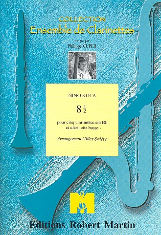 8 1/2  pour 5 clarinettes sib et clarinette basse  partition et parties