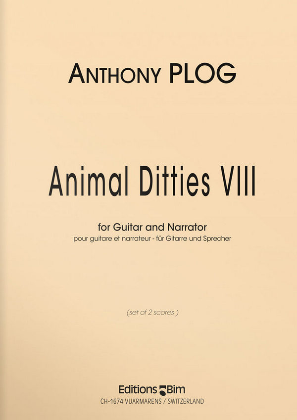 Animal Ditties 8  for guitar and narrator  2 scores