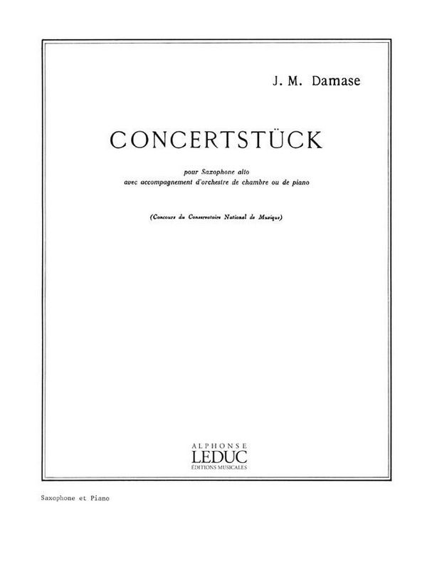 Concertstücke pour saxophone  alto et orchestre pour  saxophone alto et piano