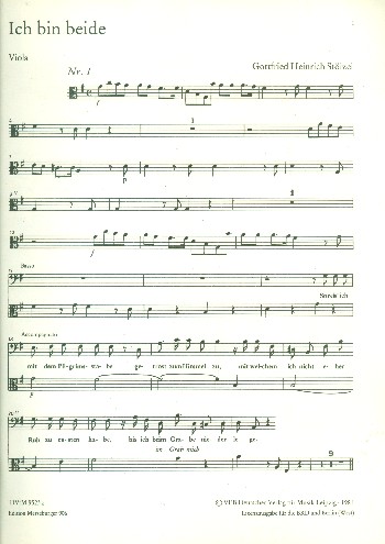 Ich bin beide Kantate für Alt,&nbsp;&nbsp;Bass, Chor, Streicher und Bc&nbsp;&nbsp;Viola