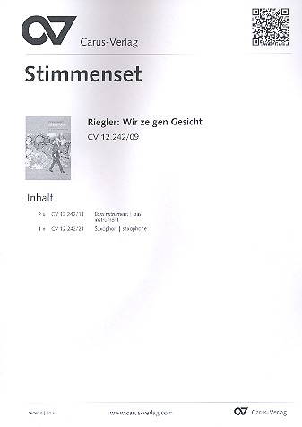 Wir zeigen Gesicht Kindermusical&nbsp;&nbsp;für 3stg. Kinderchor und Solisten&nbsp;&nbsp;Stimmenset (2 Gitarre/Bass, Altsax)