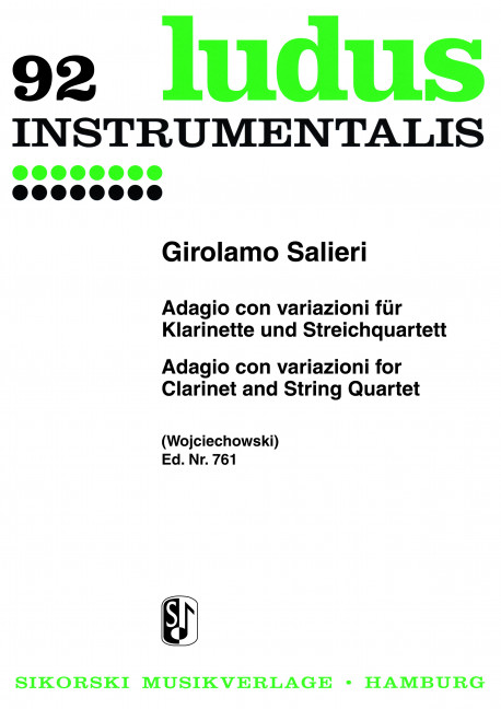 Adagio con variazioni  für Klarinette und Streichquartett  Partitur und Stimmen