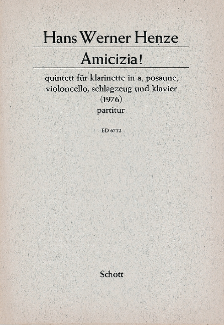Amicizia!  für Klarinette, Posaune, Violoncello, Schlagzeug und Klavier  Partitur