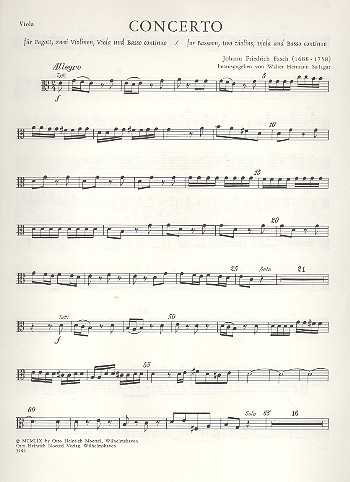 Konzert C-Dur für Fagott, 2 Violinen,  Viola und Bc  Viola