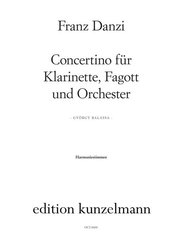 Concertino B-Dur op.47  für Klarinette, Fagott und Orchester  Harmonie