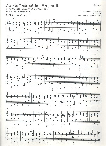 Aus der Tiefen rufe ich Herr zu dir&nbsp;&nbsp;Kantate Nr.131 BWV131&nbsp;&nbsp;Orgel (Fassung a-Moll)