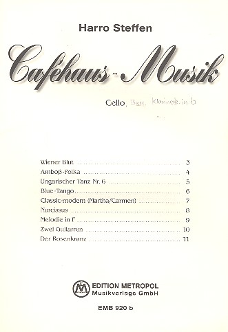 Caféhaus-Musik  für Klarinette, Violoncello und Kontrabass  Stimmen