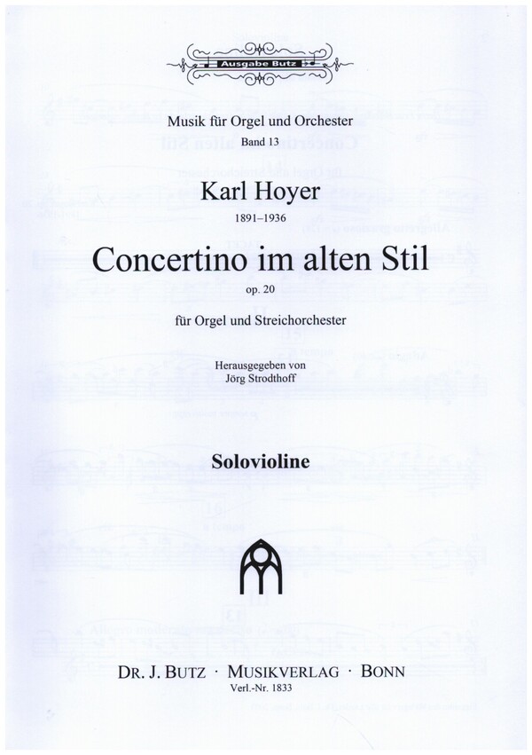 Concertino im alten Stil G-Dur op.20  für Orgel und Streichorchester  Streicherset (3-2-1-1-1-Solo-Vl)