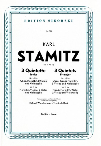 3 Quintette Es-Dur für Oboe (Nr.1+2),  Violine (Nr.3), Horn in Es, 2 Violen und  Violoncello,  Stimmen