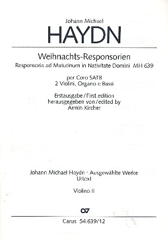 Weihnachts-Responsorien MH639  für gem Chor, 2 Violinen, Orgel und Bc  Violine 2