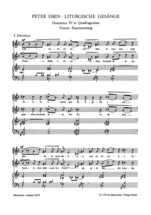 Dominica IV. in Quadagesima  für 1stimmigen Chor und Orgel (lat/dt)  