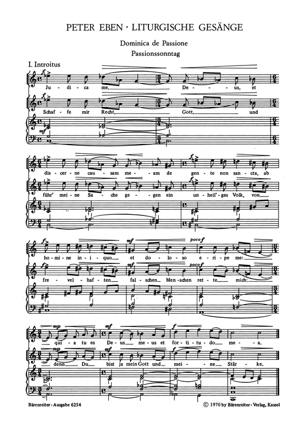 Dominica de Passione für 1stimmigen  Chor und Orgel (lat/dt)  Verlagskopie