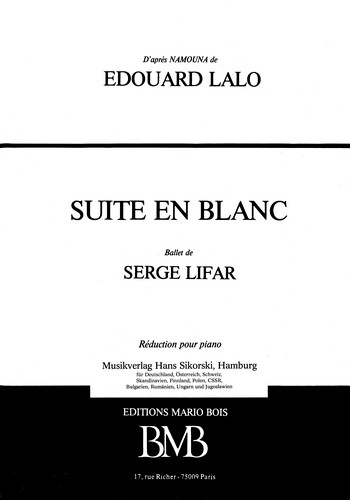 Suite en Blanc Klavierauszug  Ballet  